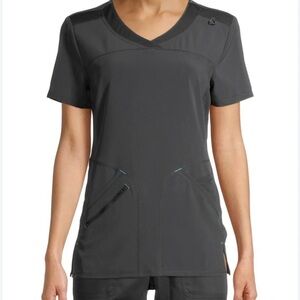 Scrubstar Women’s Antimicrobial Scrub Top Gray V-Neck Healthcare Nurse Size L